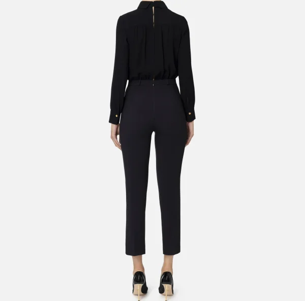 Elisabetta Franchi Tute^Tuta in crêpe stretch con fiocco Nero
