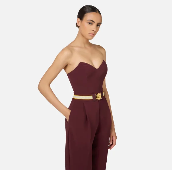 Elisabetta Franchi Tute^Tuta in crêpe stretch con top bustier RougeNoir