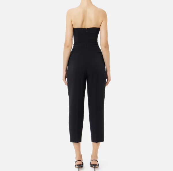 Elisabetta Franchi Tute^Tuta in crêpe stretch con top bustier Nero