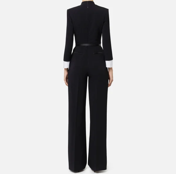 Elisabetta Franchi Tute^Tuta in crêpe stretch con revers in raso Nero