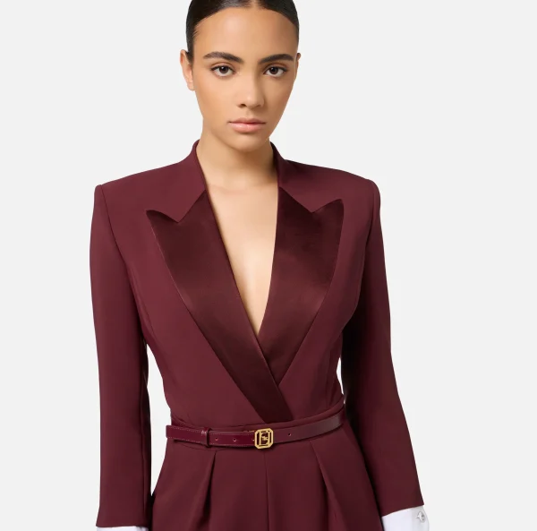 Elisabetta Franchi Tute^Tuta in crêpe stretch con revers in raso RougeNoir