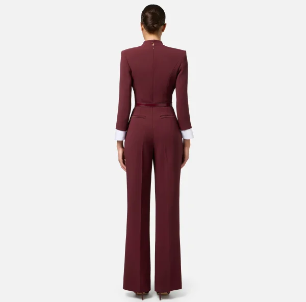 Elisabetta Franchi Tute^Tuta in crêpe stretch con revers in raso RougeNoir