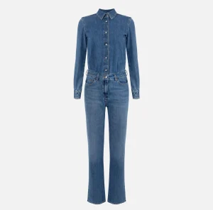Elisabetta Franchi Tute^Tuta in denim con camicia Bluedenim