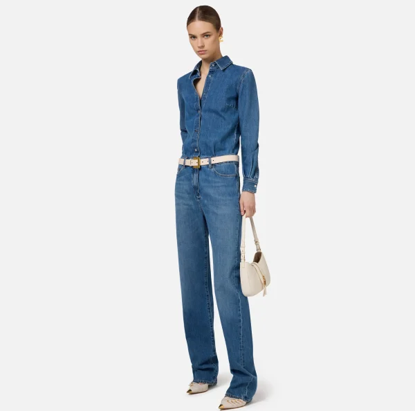 Elisabetta Franchi Tute^Tuta in denim con camicia Bluedenim