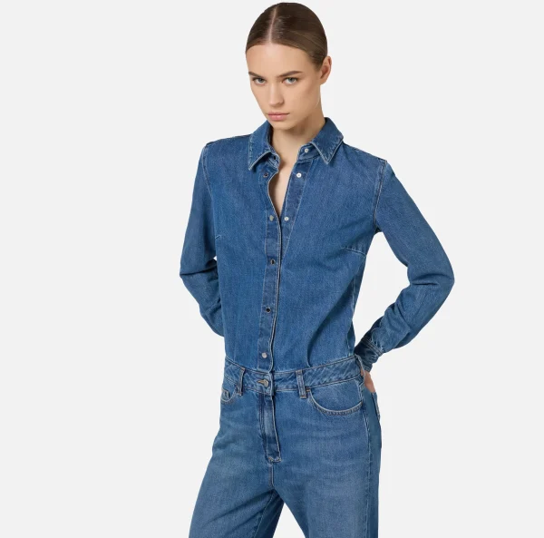 Elisabetta Franchi Tute^Tuta in denim con camicia Bluedenim
