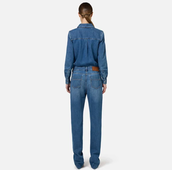 Elisabetta Franchi Tute^Tuta in denim con camicia Bluedenim