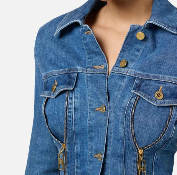 Elisabetta Franchi Tute^Tuta in denim con zip e spalline Bluedenim