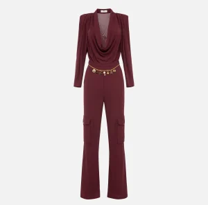 Elisabetta Franchi Tute^Tuta in jersey con cintura charms RougeNoir
