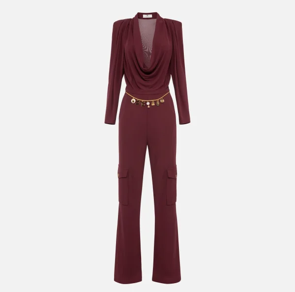 Elisabetta Franchi Tute^Tuta in jersey con cintura charms RougeNoir