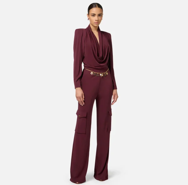Elisabetta Franchi Tute^Tuta in jersey con cintura charms RougeNoir
