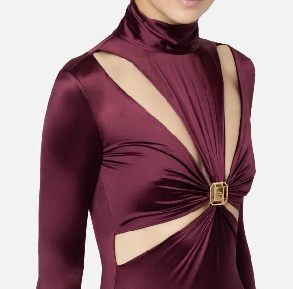 Elisabetta Franchi Tute^Tuta in lycra con motivo cut-out e accessorio logo RougeNoir