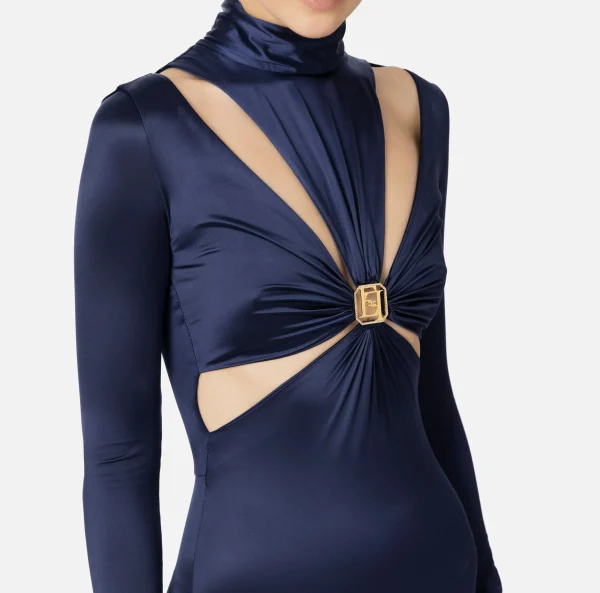 Elisabetta Franchi Tute^Tuta in lycra con motivo cut-out e accessorio logo Navy