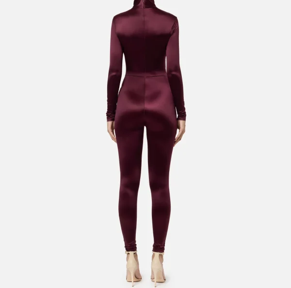 Elisabetta Franchi Tute^Tuta in lycra con motivo cut-out e accessorio logo RougeNoir