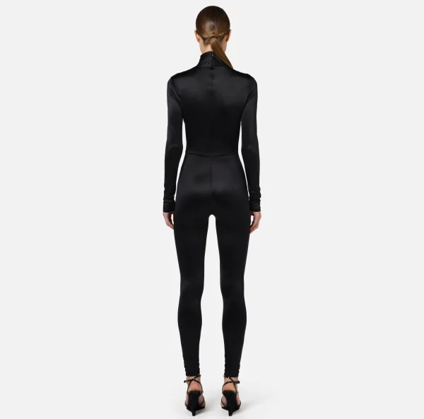 Elisabetta Franchi Tute^Tuta in lycra con motivo cut-out e accessorio logo Nero