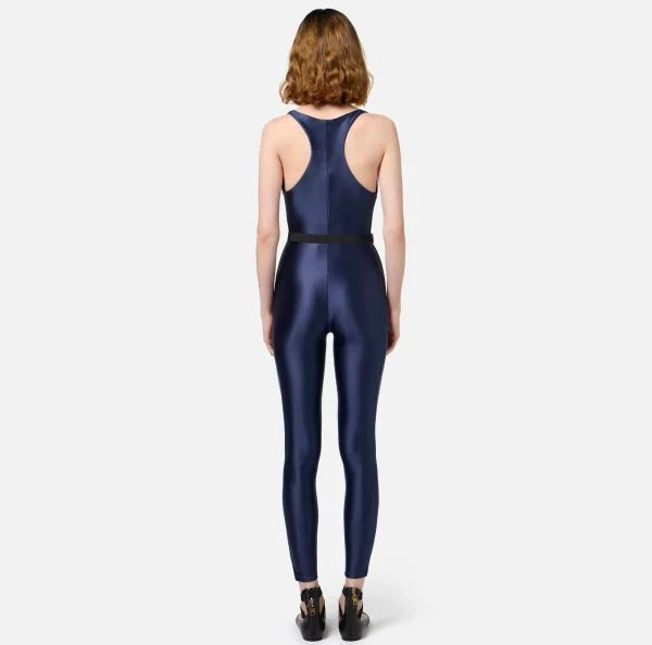 Elisabetta Franchi Tute^Tuta in lycra lucida con elastico logato Navy