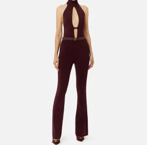 Elisabetta Franchi Tute^Tuta in viscosa lucida con cintura RougeNoir