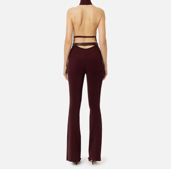 Elisabetta Franchi Tute^Tuta in viscosa lucida con cintura RougeNoir
