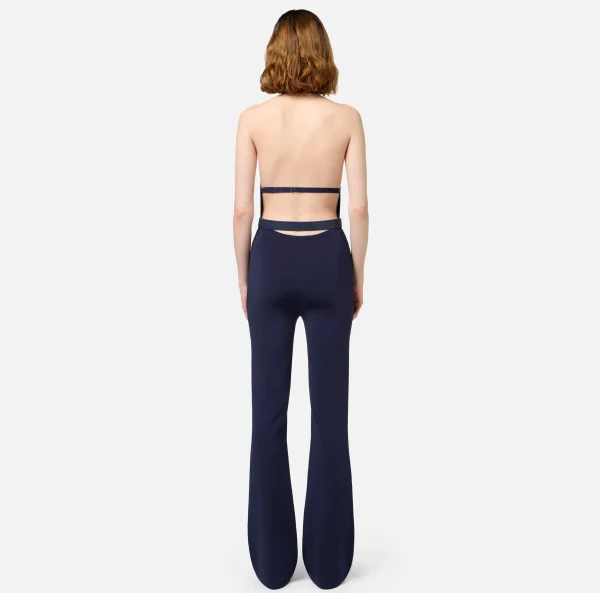 Elisabetta Franchi Tute^Tuta in viscosa lucida con cintura Navy